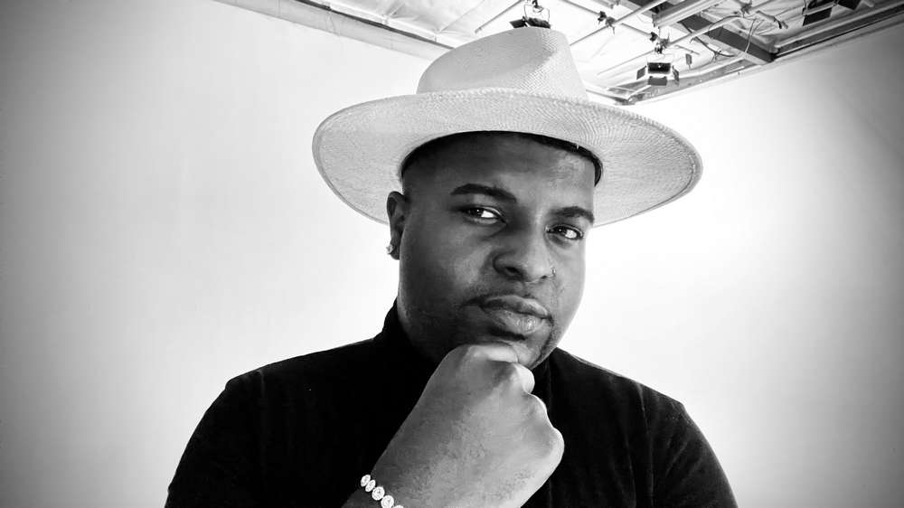 Keishawn Blackstone, black and white portrait